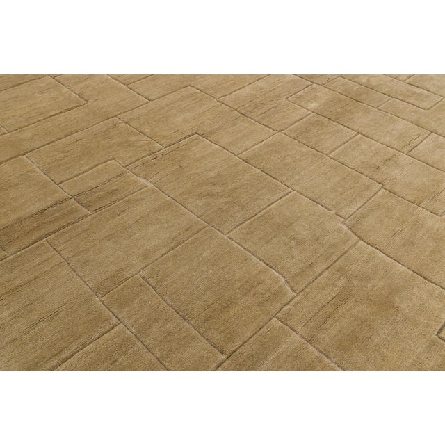 Modern Moroccan Style Geometric Wool Area Rug in Warm Camel Neutral For Sale - Image 9 of 12
