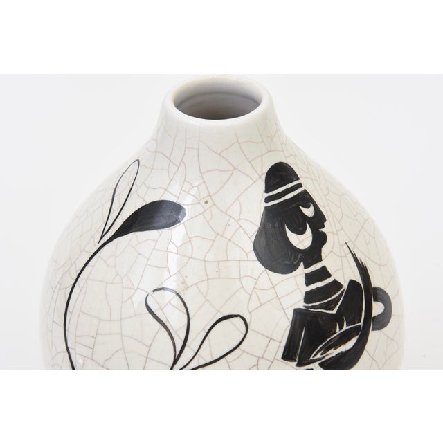 Guido Gambone Mid Century Modern Rare Heidi Bohmer Crackled Ceramic Vessel or Vase, 1950's, Germany For Sale - Image 4 of 10