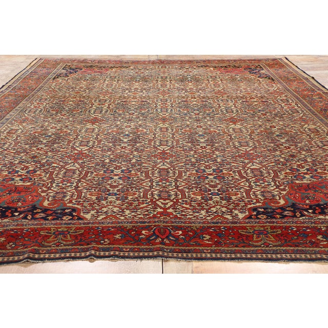 Beige Late 19th Century Persian Farahan Rug, 08'08 X 11'04 For Sale - Image 8 of 9