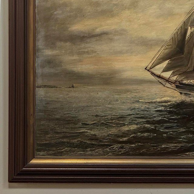 Mid-Century Framed Oil Painting of Four-Masted Ship by Alfred Gabali 'The Preussen' For Sale - Image 12 of 16