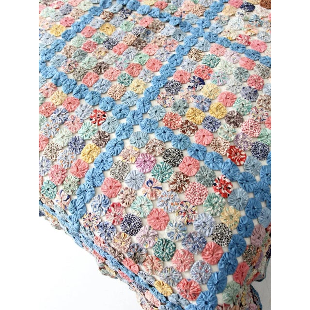 Textile Vintage Yo-Yo Quilt For Sale - Image 7 of 13
