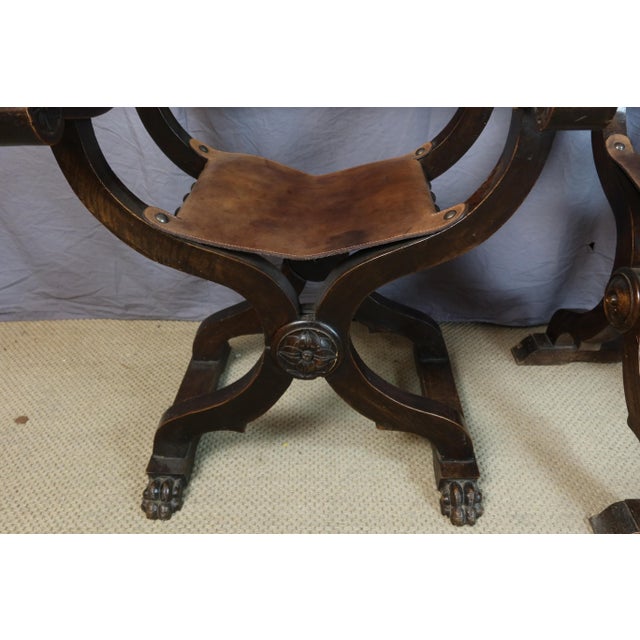 Antique Curule Armchairs, 1800s, Set of 2 For Sale - Image 6 of 15