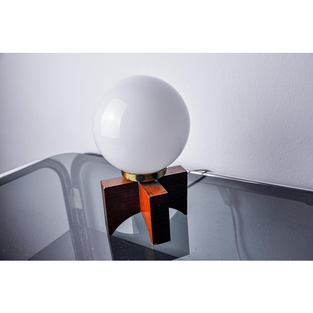 Hollywood Regency Pine and Opaline Table Lamp, 1970 For Sale - Image 3 of 7