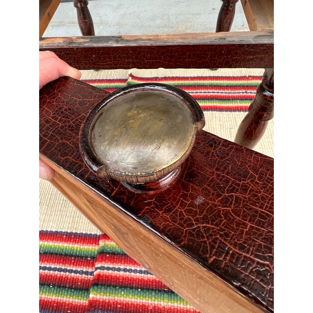 Red A Antique New England Sheraton Washstand Side Table, With Craquelure Paint Circa 1820’s For Sale - Image 8 of 12