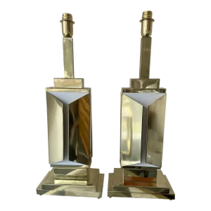 Contemporary Pair of Brass Lamps, Italy