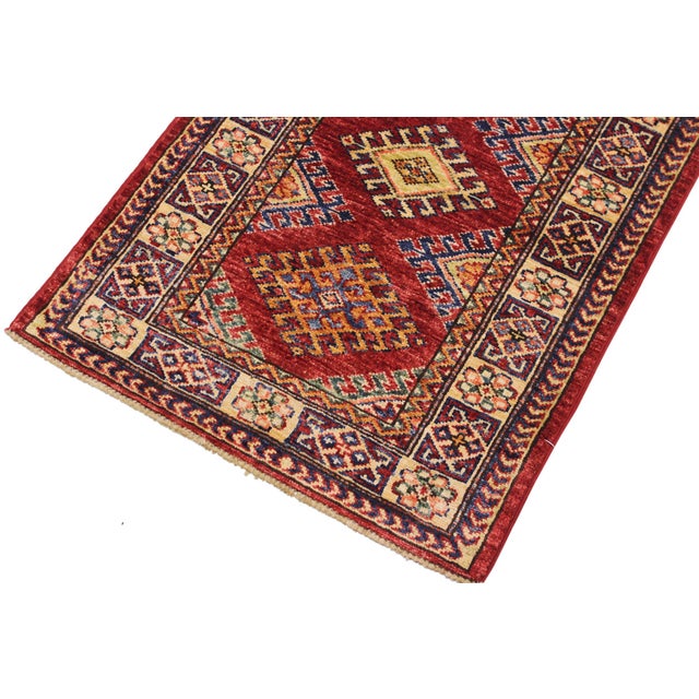 Rustic Super Kazak Red/Beige Wool Rug - 2'0'' X 2'10'' For Sale - Image 4 of 10