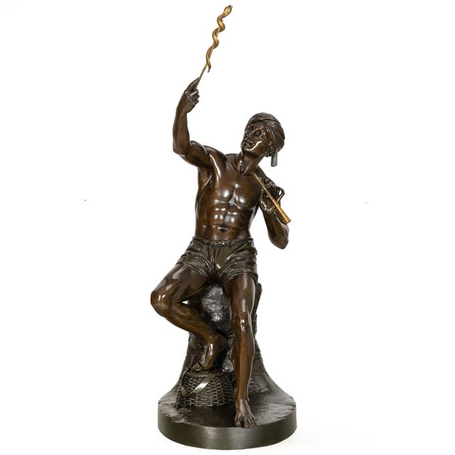SIR THOMAS BROCK R.A. British, 1847-1922 "Snake Charmer" (1876) Sand-cast and patinated bronze | Unsigned, chiseled...