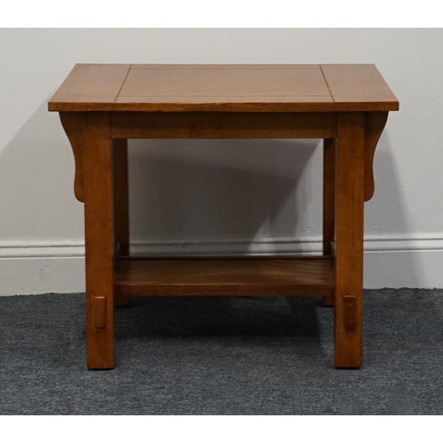 Wood High End Vintage Quarter Sawn Oak Mission Style 27" Accent End Table For Sale - Image 7 of 8