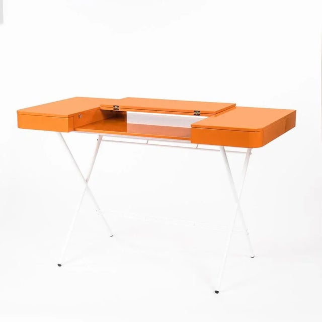 Early 21st Century Cosimo Desk with Orange Glossy Lacquered Top by Marco Zanuso Jr. for Adentro For Sale - Image 5 of 9