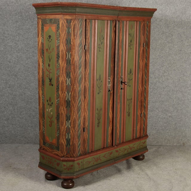 Brown Antique Baroque Cabinet in Painted Softwood, 1750 For Sale - Image 8 of 18