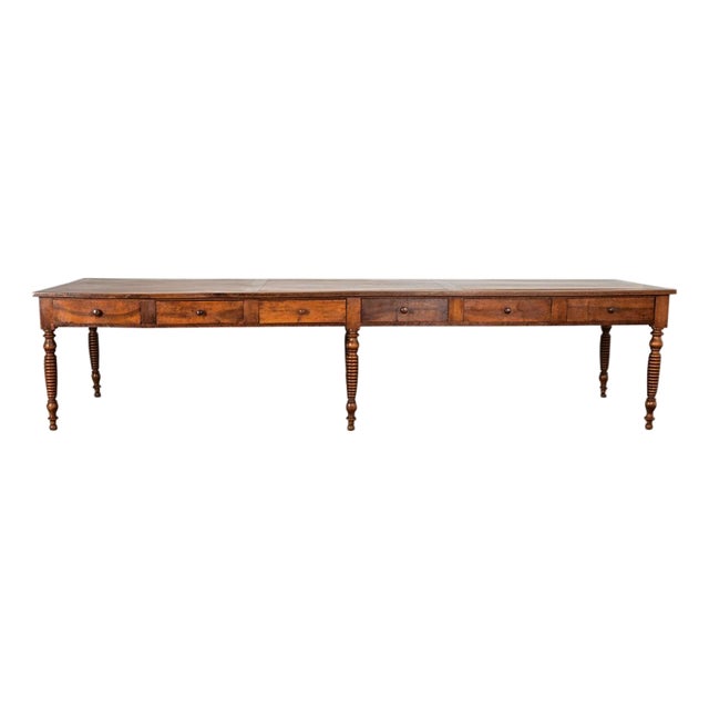 French 19th Century Solid Walnut Convent Dining Table For Sale