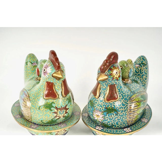 Chinese Chinese Cloisonne Covered Chicken Box For Sale - Image 3 of 12