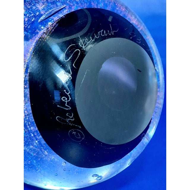 1990s Vintage 1990s Rebecca Stewart Signed 4” Magnum Dichroic Art Glass Galaxy Paperweight For Sale - Image 5 of 10