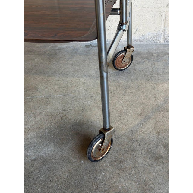 Brown Rosewood Folding Bar Cart German Mid-Century Modern For Sale - Image 8 of 13