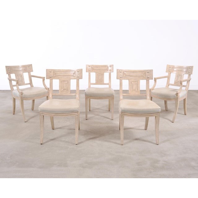 Neoclassical Set of Michael Taylor Neoclassical White Klismos Dining Chairs For Sale - Image 3 of 18