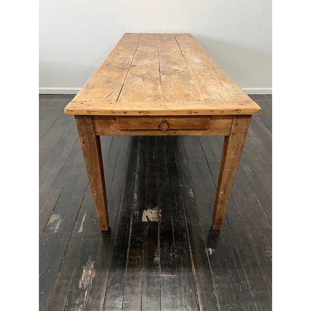 French Provincial Antique French Applewood Farm Table For Sale - Image 3 of 14