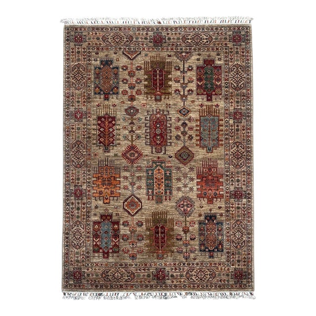 Contemporary Caucasian Tribal Wool Rug With Geometric Motifs – 170x244 Cm For Sale