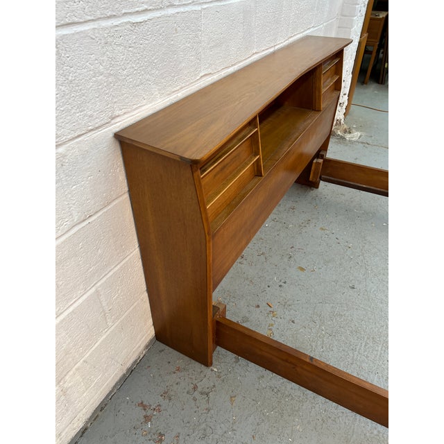Mid-Century Modern Walnut Queen Bed Frame For Sale - Image 12 of 14