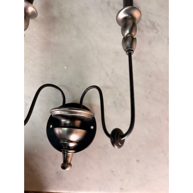 Metal Contemporary Black Iron Two Arm Candelabra Wall Sconce - a Pair For Sale - Image 7 of 8