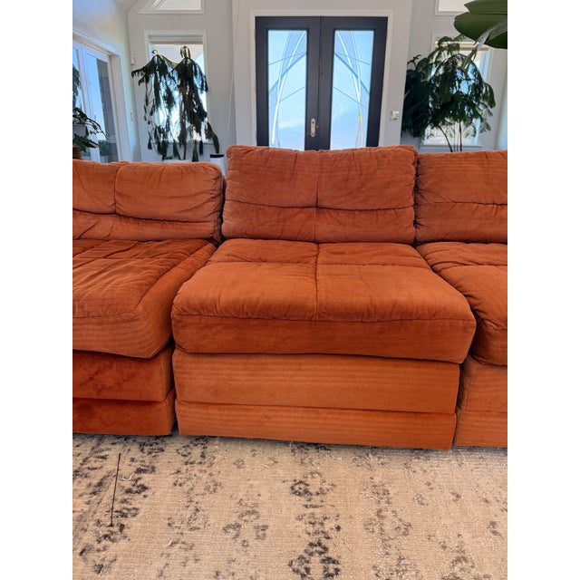 1980s Vintage 1970s Burnt Orange Modular Sectional Sofa in the Style of Milo Baughman For Sale - Image 5 of 15