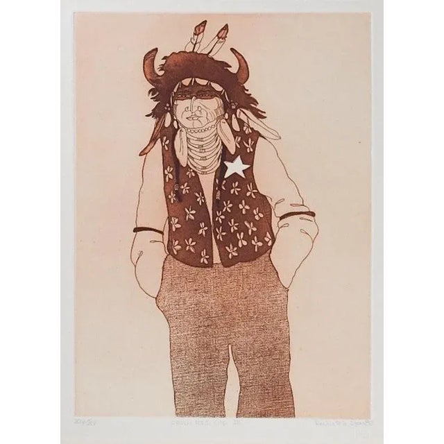 1980 Kevin Red Star Native American Crow Res Cop III Sepia Tone Etching For Sale In Seattle - Image 6 of 6