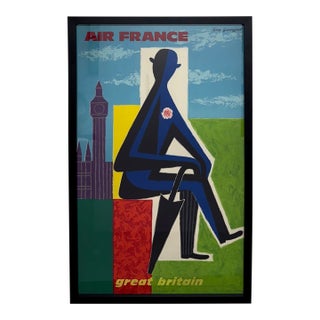 C. 1962, Air France – Great Britain, Framed Vintage Travel Poster, Printed in France, Artist Guy Georget For Sale