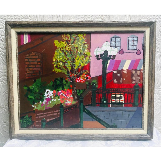 Paint Mid 20th Century Fauvist Modern Cityscape Oil Painting Signed Sally, Framed For Sale - Image 7 of 7