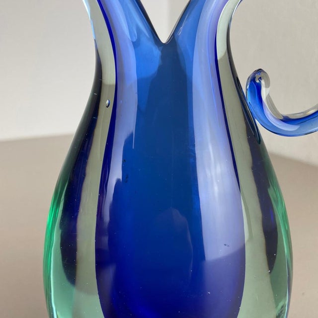 Blue Large Murano Glass Sommerso Vase from Flavio Poli, Italy, 1970s For Sale - Image 8 of 18