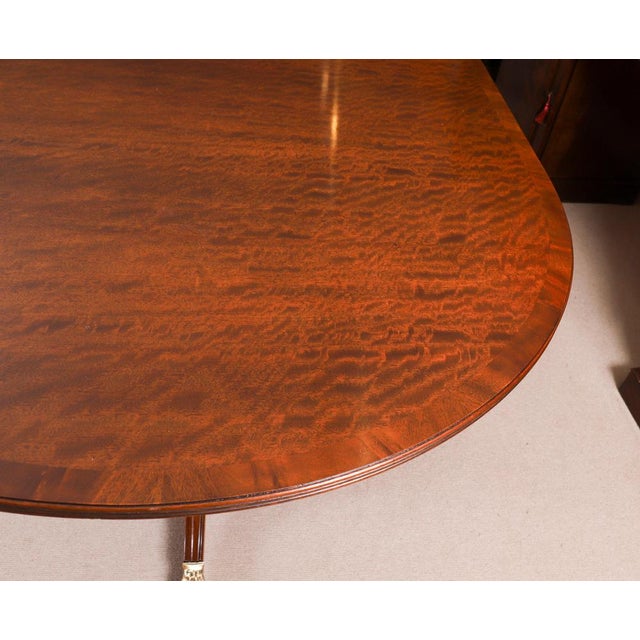 Regency Revival Triple Pillar Dining Table For Sale - Image 12 of 14
