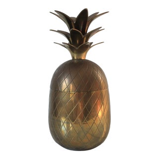 Vintage Brass Pineapple Lidded Container For Sale