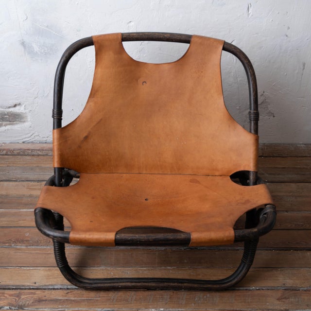 Italian Bamboo and Leather Lounge Chair, 1960s For Sale In Savannah - Image 6 of 18