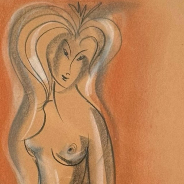 Sascha Brastoff Mid Century Modern Original Signed Pastel & Charcoal Nude Drawing – Sascha Brastoff (1918 - 1993) For Sale - Image 4 of 9