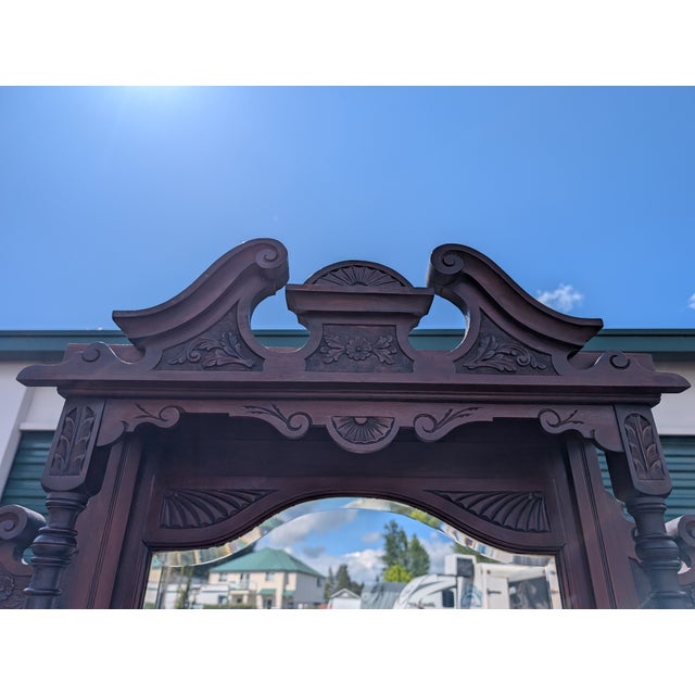 Antique Victorian Edwardian Mirror Back Mahogany Sideboard Buffet For Sale - Image 10 of 12