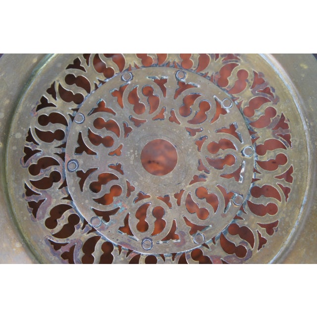 Antique French Victorian Reticulated Round Brass Foot Warmer Burner 11" For Sale - Image 10 of 11