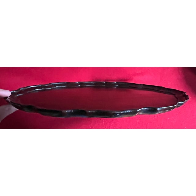 Antique Early 19th Century English George III Carved Mahogany Oval Serving Tray For Sale - Image 4 of 11