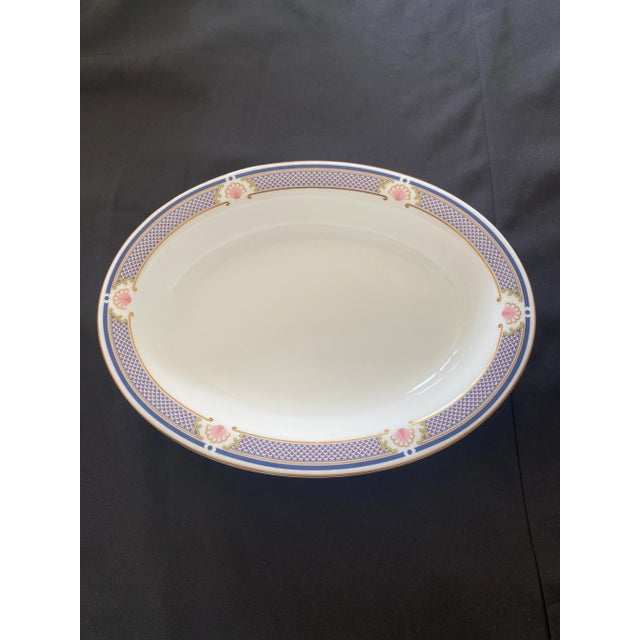 White Late 20th Century Wedgwood Waverley Bone China Oval Serving Bowl Blue Design With Pink Shells Mint Condition. For Sale - Image 8 of 12