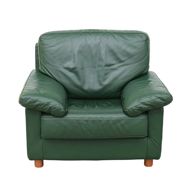Vintage Chair in Green Leather, 1950s For Sale