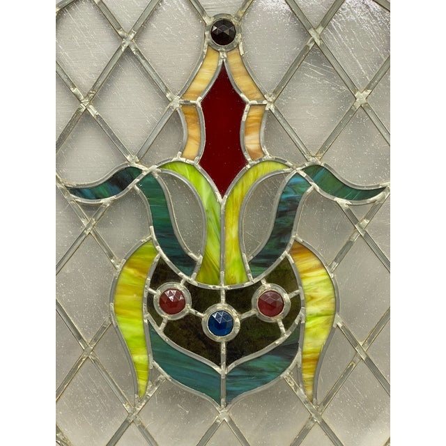 Late Victorian Slag and Faceted Jeweled Glass Rondel For Sale - Image 4 of 14