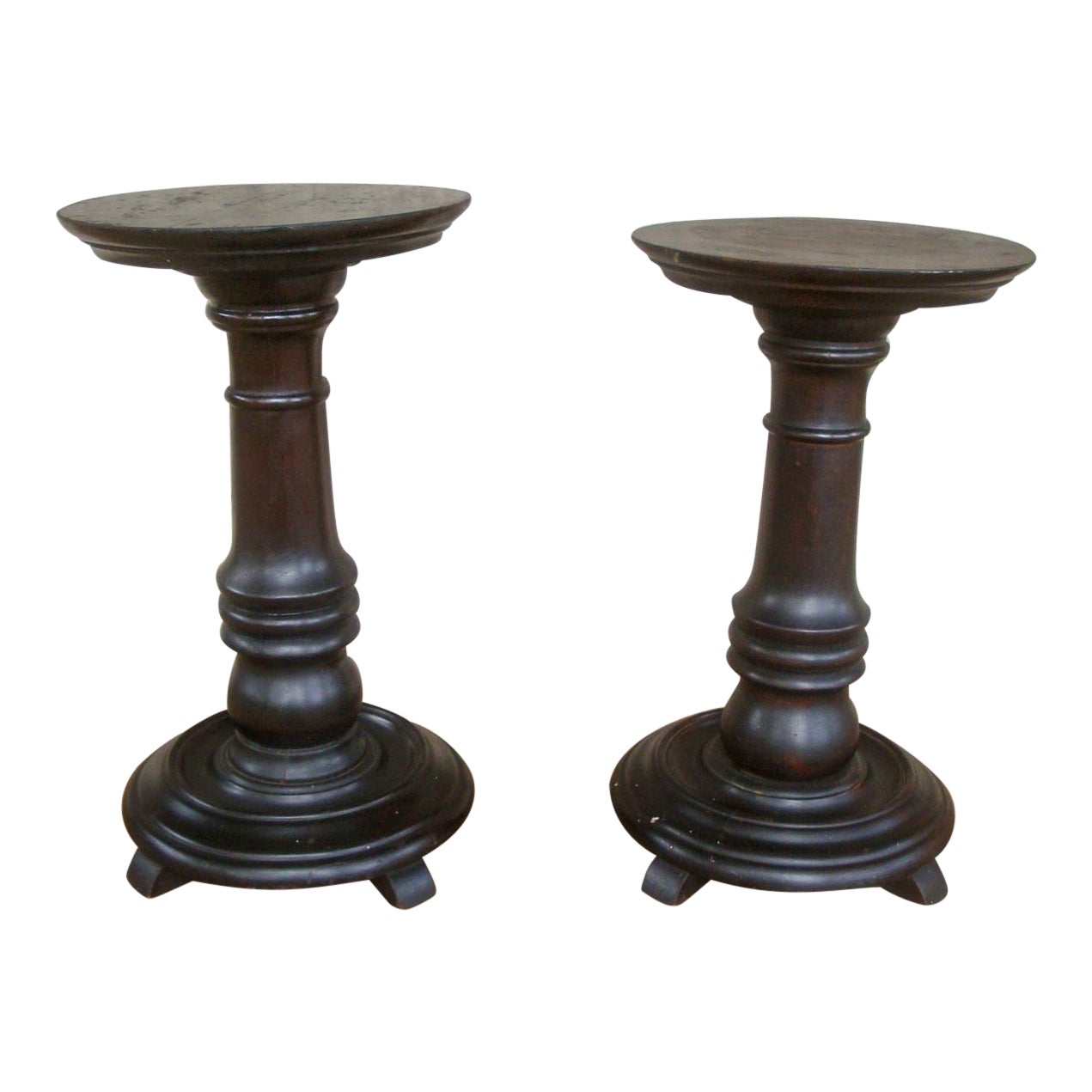 Pair Early 20thc Side Tables Pedestals Turned Wood Chairish