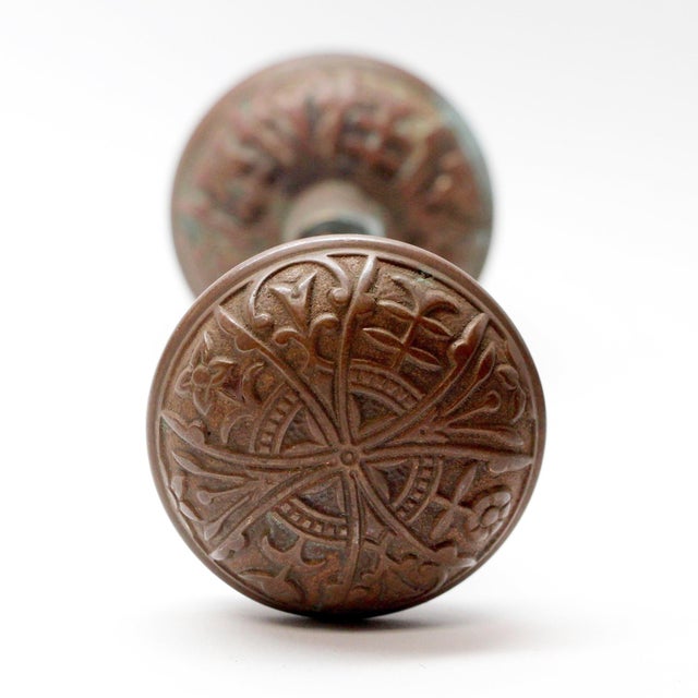 Antique Lockwood Bronze Aesthetic Entry Door Knobs For Sale - Image 4 of 5