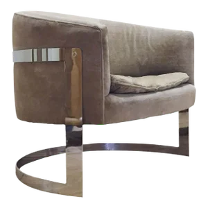 Vintage Chromed Solid Bar Steel U-Form Lounge Club Chair