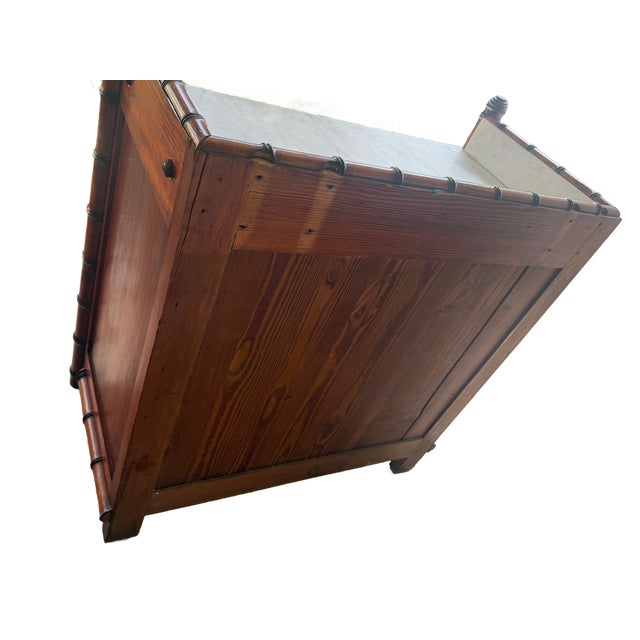 Late 19th Century French Faux Bamboo Marble Top Chest of Drawers For Sale - Image 9 of 17