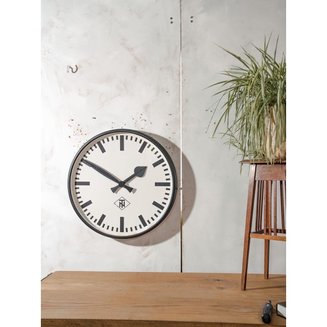 Large Station Wall Clock from Telenorma, Germany, 1950s For Sale - Image 9 of 15