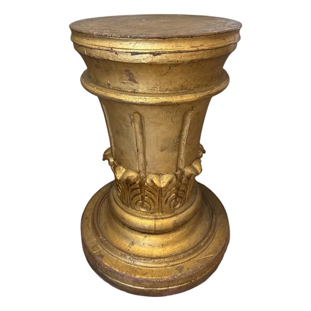 Antique Italian Carved Wood Gilded Pedestal. For Sale