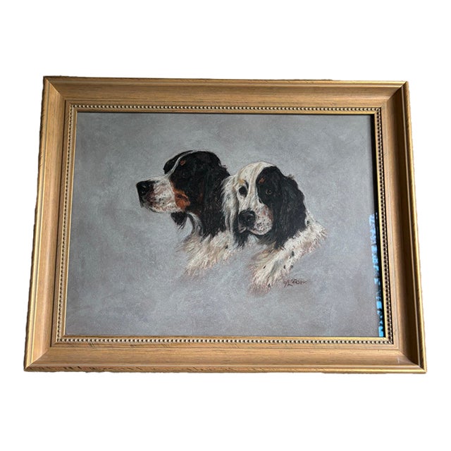 Portrait of English Setters, Signed Ole Larsen, 1949 For Sale