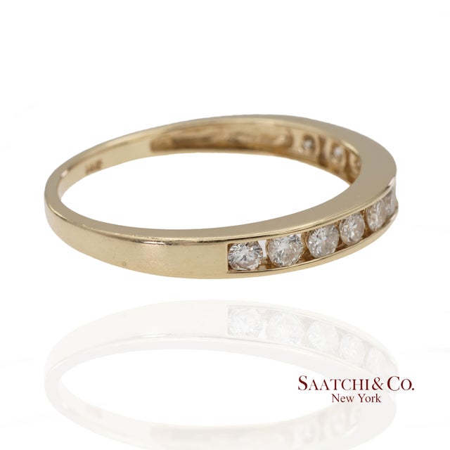 14K Solid Yellow Gold Natural Diamond Band Ring Metal Type: 14K Solid Yellow Gold Total Item Weight: 2.1 Grams Ring Size:...