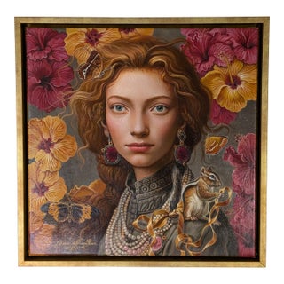 Oil Painting on Canvas of English Girl by Yana Movchan For Sale