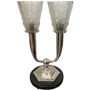 French Art Deco Floral Table Lamp