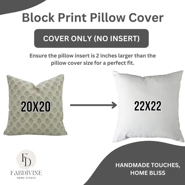 Fabdivine Handmade Block Print Pillow Cover 14x14 Inch -Bagru Buti For Sale - Image 4 of 5