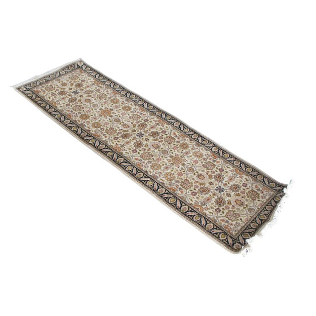 Traditional Vintage Wool Geometric Floral Palmette Medallion Area Rug Runner 2.5' X 8' For Sale - Image 3 of 12
